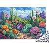 5E8C4N9V Paesaggio con Cactus in Fiore Puzzle 1000 Pezzi Carta per Adulti Piante da Deserto Rilassante Famiglia Decorazione Casa Regalo 52x38cm/1000pcs