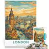 JIANGENNF Puzzle da 1000 pezzi con poster di viaggio di Londra, Inghilterra, gioco impossibile, taglio di precisione, con pezzi di forma casuale completamente ad incastro 50x75cm