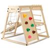 Deryan Lussuosa struttura per arrampicata in legno: dispositivo da gioco pieghevole per interni con scivolo in legno, parete da arrampicata, anelli da ginnastica, scala e rete da arrampicata.