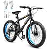VEVOR Bicicletta da Montagna 50,8 cm Bici MTB con Cambio Rotativo a 7 Velocità, Freni a Doppio Disco, Telaio in Acciaio al Carbonio, Bici Sportiva con Pneumatici Spessi per Piste Innevate