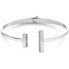 Calvin Klein Bracciale Bangle Aperto per Donna Collezione MINIMAL LINEAR in Acciaio Inossidabile Decorato con Cristalli - Disponibile in Versione Argento o Oro