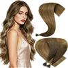 Hetto extension Nanoring Balayage Marrone 50cm 50Ciocche | Nano ring in acciaio, posizione mini e invisibile. Senza colla né calore. Leggero e confortevole. Durata 3-6 mesi con cura.