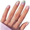 Mikloven Unghie finte a pressione in stile francese con design floreale a margherita, set di unghie artificiali corte quadrate bianche per donne, facile applicazione, kit artistico rimovibile di lunga durata