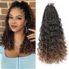 WoWCFyyds 8 confezioni Crochet Box Trecce 14 pollici Crochet braids hair Dea Box Trecce Crochet Capelli Ricci Estremità 3X Treccia Sintetica Estensione Dei Capelli per Donne Nere (1B/30)