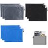 OZNXWRYY Pochette piatta A5 9 pezzi impermeabili, busta porta soldi con zip resistente, organizer documenti nero grigio blu per contanti ricevute viaggi ufficio scuola