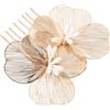 LOORGVEL Pettine per capelli da sposa in metallo dorato a fiori accessorio per acconciatura barocco vintage ornamento floreale per matrimonio e cerimonia fermaglio per capelli fiore per donne e