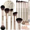 HEYMKGO Pennelli Make Up 25 Pezzi Set Pennelli Make Up Con Borsa Spugnette Trucco Make Up Setole Sintetiche di Alta Qualità Fondotinta Kabuki Cipria Correttori Fard Ombretto Illuminante Sopracciglia