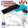 NOOVES - Starter Kit Beauty Red, 2 pellicole in gel per unghie + lampada per asciugatura unghie UV/LED + gel top coat glossy + quarzo doppio stick, unghie gel semi-curate premium, manicure, gel nail
