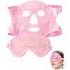 XUKZIMA Maschera Ghiaccio Viso Set da 2: 1 Maschera Viso + 1 Maschera Occhi, Gel Refrigerante Riutilizzabile, Allevia Gonfiore & Emicrania, Terapia Calda/Fredda