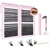 SINAYREK 608 Cluster Ciglia Finte DIY Extension Ciglia Naturali | 40-60-80-100D D-Curl, 9-16mm Mix. Naturali & leggere. Kit DIY Extension Ciglia per principianti, quotidiano & festa