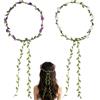 TLDBATICE 2 Pezzi Coroncina Fiori Capelli, Accessori Capelli Donna per Matrimonio | Set bianco e viola, diametro 18 cm, per un look romantico durante feste, foto e occasioni speciali