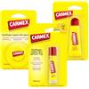 Carmex Classic Stick, tubetto e crogiolo - Cura delle labbra secche, balsamo per labbra idratante e lenitivo per labbra screpolate, con vaselina, vitamina E e cera d'api - (set da 3)