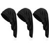 KSBBHDS 3 Cappelli Intrecciati Sporchi Neri, Mesh Traspirante, Foulard Ad Alta Elasticità, Cuffie Da Doccia In Raso, Accessori Per Capelli, Adatti Per Dormire, Treccia Di Capelli Lunghi.