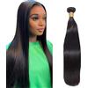 Tuheerst Straight Human Hair Bundles Natural Black Capelli Umani Extensions Echthaar Human Hair Extensions Minimal Shedding Double Weft Remy Hair 1 Bundle Total 100g 34 Inch
