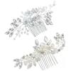 XFSRG 2 Pezzi Pettine Capelli Sposa con Cristalli e Perle Donna Eleganti | Fermaglio Capelli Accessori per Acconciature da Sposa Cerimonia Donna