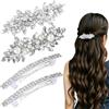 LBEWXAU 4 Pezzi Fermagli per Capelli Strass Perle Accessori per Capelli da Sposa per Donne per Matrimoni Spose Lunghi Damigella d'Onore Eleganza Retrò Raffinato Compleanno Cerimonia di Laurea