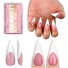 NOVO OVO Bianco French Tips Sharp Stiletto Pointed Medium Long Nail Tips Press on Berry Pink Extra Spesse Morbido Gel Acrilico Estensione Completa Copertura Unghie False per Salon DIY 16 Misure 160