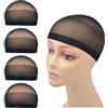 YTBYT Set di 4 cappucci per parrucche in nylon elasticizzato, per donne uomini (colore nero)