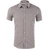 Foweknow Camicia da uomo in cotone a quadretti, a maniche corte, colletto a risvolto, camicia da lavoro bavarese, Oktoberfest, camicia da uomo, leggera, casual, a quadri, estiva, a maniche corte