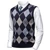 Herothorn Gilet Maglia da Uomo con Diamante Spesso Argyle Maglieria Senza Maniche Maglione Cardigan Scollo a V Smanicato Pullover Panciotto Canotte con Bottone