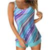 Generisch Bikini da donna, set tankini, costume da bagno da donna, estivo, in due pezzi, con stampa Sling Swim Tank Top con pantaloncini, costume da bagno da spiaggia