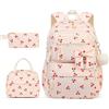 Aetherize Set da 3 Pezzi/Set Zaino Color Ciliegia, Simpatico Zaino in Velluto a Coste con Pacchetto pasti e Astuccio per Ragazze e Donne, Beige Ciliegia
