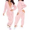 MANGGUO Tuta Sexy da Donna in Pile con Cappuccio e Orecchie, Tuta da Donna con Patta sul gluteo, Pigiama Intero in Peluche