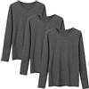 LiKing Maglietta a Maniche Lunghe Donna con Scollo Tondo Cotone 3er Pack 6151