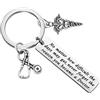 FUSTMW Portachiavi con ciondolo a forma di caduceo, regalo per laurea, compleanno, Natale, Argento, Large