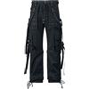 Gothicana by EMP Uomo Pantaloni Cargo Neri con Rivetti e Catene W31L34