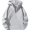 Foweknow Felpa a mezza zip, da uomo, larga, per primavera, autunno, da lavoro, tinta unita, comoda, con cappuccio, semplice e versatile, con cappuccio