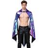 Linjinx Uomo Aspetto Bagnato in Pelle PVC Cappa con Fibbia Medievale Cosplay La Fiera Rinascimentale Tracolla Catenella Petto Carnevale