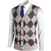 Herothorn Gilet Maglia da Uomo con Diamante Spesso Argyle Maglieria Senza Maniche Maglione Cardigan Scollo a V Smanicato Pullover Panciotto Canotte con Bottone