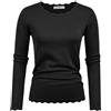 GRACE KARIN Pullover a Maniche Lunghe da Donna Camicetta Lavorata a Maglia Casual Maglione Girocollo Maglieria in Pizzo Abiti Autunno-Inverno Elastici