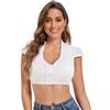Goxozzy Dirndl - Camicetta da Donna, Dirndl, in Pizzo, con Scollo a U, Moderna Camicia Bavarese, per Oktoberfest., Bianco