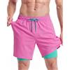 maamgic Costume Uomo Mare 2-in-1 Asciugatura Rapida Slip Interno | Tessuto elasticizzato in quattro direzioni, Pantaloncini da bagno 2 in 1, con tasche con cerniera, per Spiaggia Sportivi