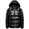 Generisch Piumino Lucido Per Donna E Uomo Con Cappuccio Caldo Parka Invernale Con Effetto Metallo Cappotto Lungo Invernale Con Cerniera