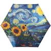 RPLIFE Ombrello da viaggio con protezione UV, antivento, compatto, da viaggio, portatile, ideale per donne, notte stellata, girasoli blu