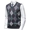 Herothorn Gilet Maglia da Uomo con Diamante Spesso Argyle Maglieria Senza Maniche Maglione Cardigan Scollo a V Smanicato Pullover Panciotto Canotte con Bottone
