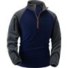 Generic Felpe da uomo con mezza zip polo con colletto rialzato a maniche lunghe pullover per allenamento palestra top con cerniera a quarto maglione slim fit felpa a blocchi di colore