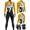 XRLQZH Tuta Ciclismo Invernale Uomo, Completo Termico Antivento MTB Maglia Manica Lunga+Pantaloni 9D Gel con Pettorina, Manica Lunga Completo Strada MTB Bici