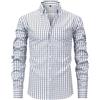 Foweknow Camicia da uomo a maniche lunghe, a quadretti, con colletto a risvolto, per l'estate, casual, per il tempo libero, con tasche, traspirante, leggera
