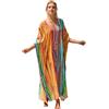 LOUSEA Caftano da donna, taglie forti, copricostume da bagno con scollo a V, abito a pipistrello, vestibilità larga, abito caftano marocchino da donna