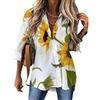 Ahdyr Camicie da Donna con Stampa Floreale di Girasoli, Camicia Fresca, Blusa Classica a Maniche Lunghe, Top