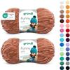 Gründl Funny Uni Lana ciniglia 2 gomitoli da 100 g, Marrone chiaro | filato ciniglia morbido e spesso - lana ciniglia per uncinetto e maglia - coperte e accessori - 100% poliestere