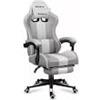 HUZARO Sedia da gioco Huzaro girevole in tessuto con poggiapiedi Bianco/Grigio [HZ-FORCE 4.7 WHITE MESH]