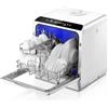 FOHERE Mini lavastoviglie con serbatoio dell'acqua da 5 l, tempo di avvio | 2 collegamenti acqua, 6 programmi di lavaggio e display LED, lavastoviglie compatta da tavolo per cucina, campeggio e camper
