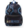 One Piece Zaino unisex per bambini, nero e blu | Zaino scolastico con grafica a teschio e mappa, tasca frontale con zip e spallacci imbottiti | Tasche laterali