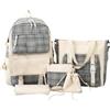 Generisch Zaino 2026 Zaino in tela stile giapponese per ragazze, grazioso design a quadri, borsa scuola leggera con tasche multiple, borse doppie resistenti, Nero , Taglia unica per tutti, Zainetto