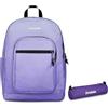 Invicta Zaino Scuola Jelek Fantasy Shine, Lilla, Effetto brillantini, 34 L, Doppio Scomparto + Portapenne Scuola Loop Shine, Viola, Effetto brillantini, Shiny, Scuola media e superiore, Ragazza